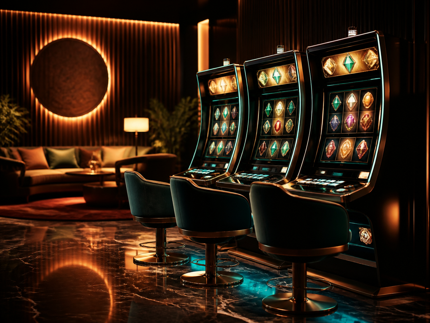 Premium slot aparatları olan qaranlıq kazino zalı